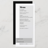 Menu Mariage noir et blanc moderne (Devant / Derrière)