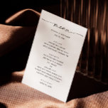 Menu Mariage noir et blanc moderne | Script minimaliste<br><div class="desc">Faites-vous plaisir avec ce menu mariage moderne en noir et blanc. Doté d'un design minimaliste et d'une typographie élégante, il est parfait pour les mariages, les dîners de répétition, les anniversaires, les anniversaires et d'autres occasions spéciales. Customisez le texte correspondant aux détails de votre événement et créez un look cohésif...</div>
