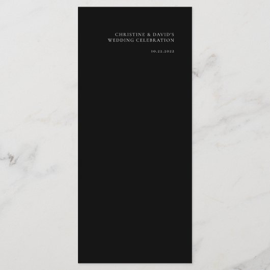 Menu Mariage noir et blanc simple (Dos)