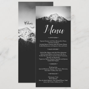 Menu Mariage noir et blanc sous les montagnes