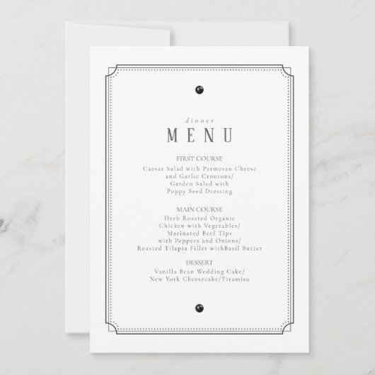 Menu Mariage noir et blanc sur mesure White ID1090 (Devant)