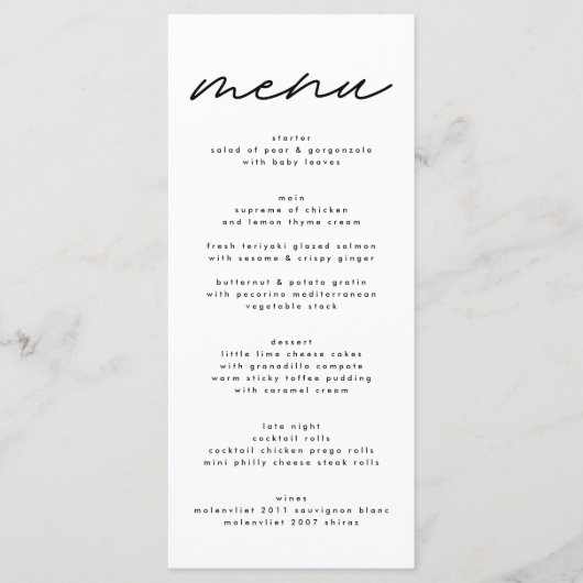 Menu Mariage noir et blanc tout simplement élégant (Devant)