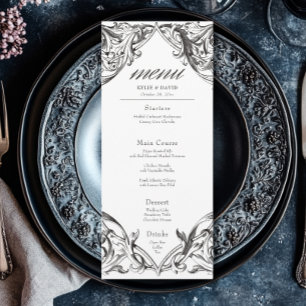 Menu Mariage noir et blanc victorien jusqu'à la mort