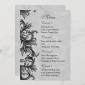 Menu mariage noir et gris argenté (Devant / Derrière)