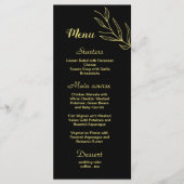 Menu Mariage noir fleur d'or simple (Devant)
