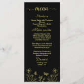 Menu Mariage noir fleur d'or simple (Devant)