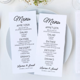 Menu Mariage noir minimaliste moderne