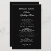 Menu Mariage noir Modèle de texte blanc (Devant / Derrière)