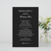 Menu Mariage noir Modèle de texte blanc (Debout devant)