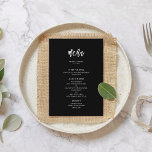 Menu Mariage noir moderne contemporain<br><div class="desc">Une typographie audacieuse et tendance pour votre papeterie mariage,  simple mais élégante avec un thème noir et blanc. Entièrement personnalisable : vous pouvez modifier les couleurs de la police et de l'arrière - plan si nécessaire.</div>