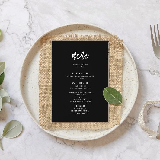 Menu Mariage noir moderne contemporain