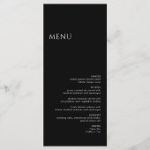 Menu Mariage noir moderne minimaliste (Devant)