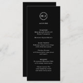 Menu Mariage noir Monogramme moderne (Devant / Derrière)