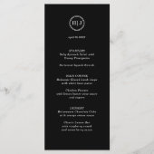 Menu Mariage noir Monogramme moderne (Devant)