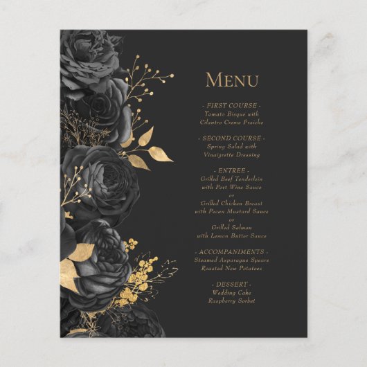 Menu Mariage noir or foncé Budget (Devant)