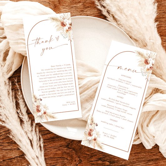 Menu mariage + Note Merci | Boho Napkin Note