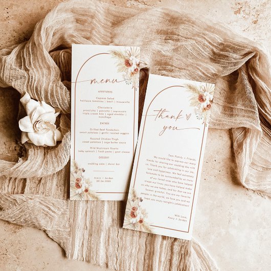 Menu mariage + Note Merci | Boho Napkin Note