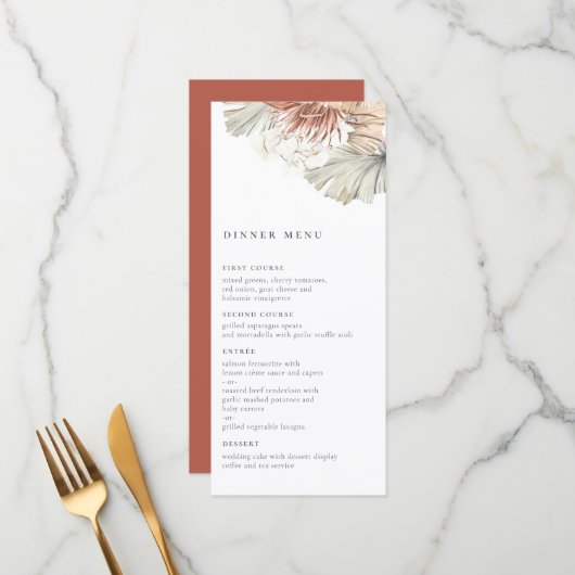 Menu Mariage Oasis de Bohême (Devant/Arrière en situation)