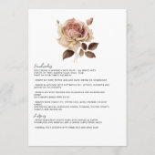 Menu Mariage occidental bohème rustique Fleurs de maria (Dos)