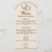 Menu Mariage Occidental Rustique Marron Cordes Fers à C (Devant)