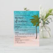 Menu Mariage Ocean Beach Palm Tree (Debout devant)