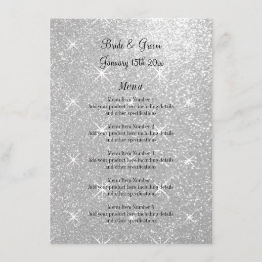 Menu mariage officiel avec impression de parties s (Devant)