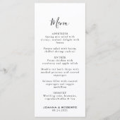 Menu Mariage officiel de calligraphie (Devant)