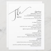 Menu Mariage officiel Elégant noir blanc (Devant / Derrière)