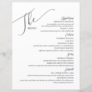 Menu Mariage officiel Elégant noir blanc