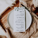 Menu Mariage officiel minimaliste Eucalyptus Folia<br><div class="desc">Ce menu minimaliste à l'eucalyptus feuillage mariage est parfait pour accompagner un mariage rustique. Le design comprend un feuillage d'eucalyptus vert aquarelle.</div>
