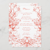 Menu Mariage Oiseaux et tourbillons (Devant / Derrière)