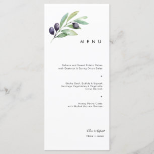 Menu Mariage Olive Watercolor