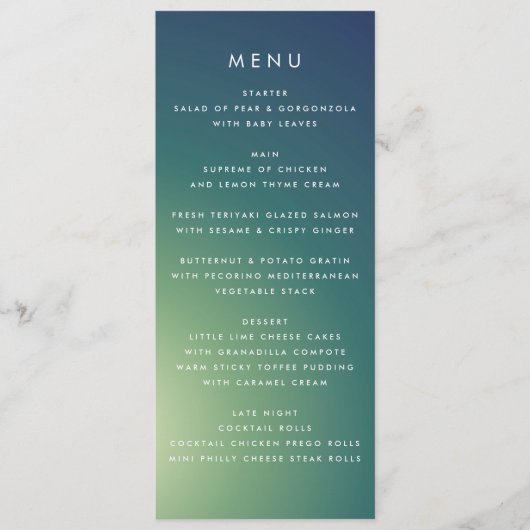 Menu Mariage Ombre Vert Vert Ultra Moderne (Devant)