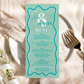Menu Mariage ondulé rétro turquoise