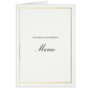 Menu Mariage or élégant plié