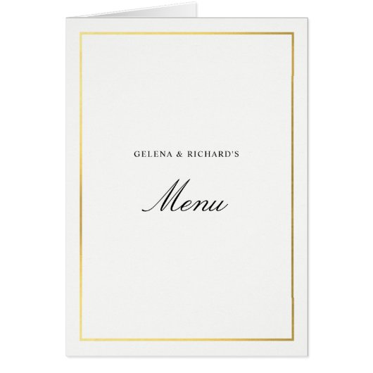 Menu Mariage or élégant plié (Devant)