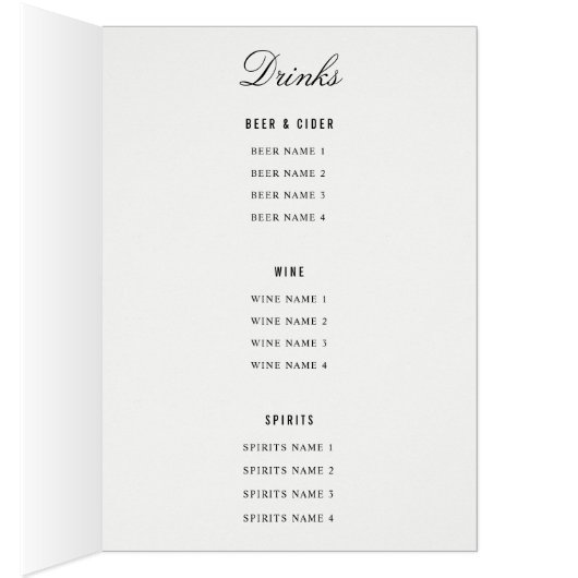 Menu Mariage or élégant plié (Intérieur (Droit))