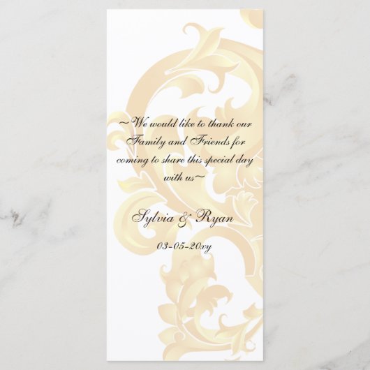 menu Mariage "or et marron" (Dos)