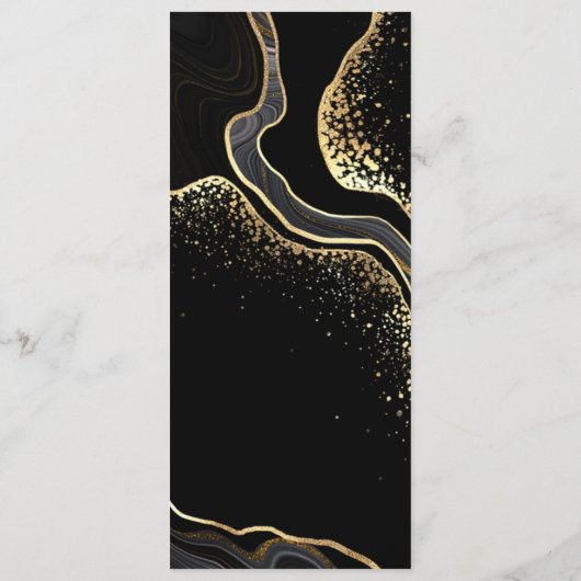 Menu mariage or & fleurs noires (Dos)