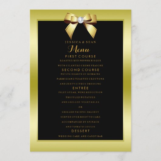 Menu Mariage Or Glamour Arc & Noir (Devant)