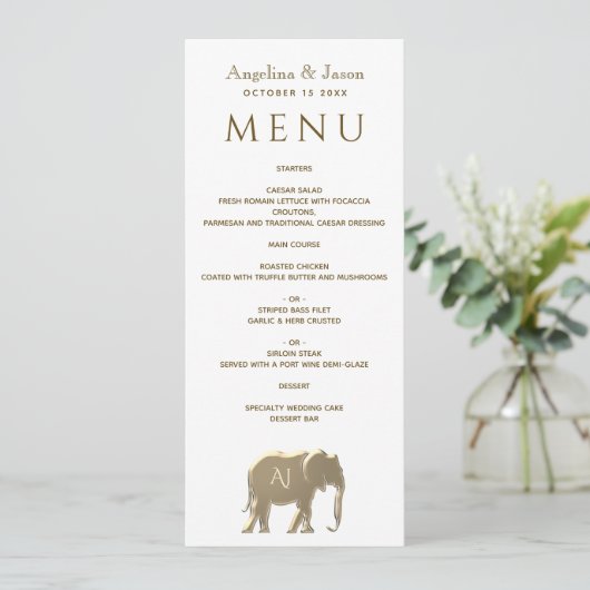 Menu Mariage Or moderne simple (Debout devant)