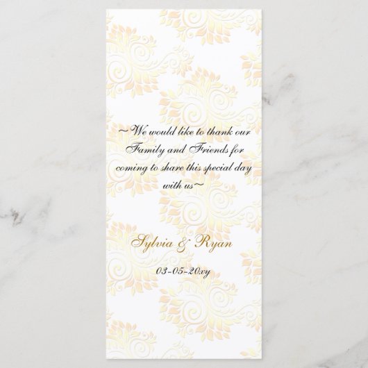 menu mariage or monogramme (Dos)