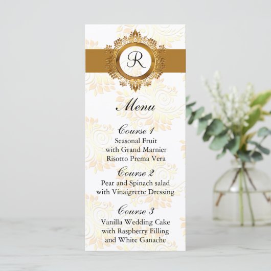 menu mariage or monogramme (Debout devant)