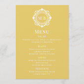 Menu Mariage or Monogramme Floral Orné (Devant)