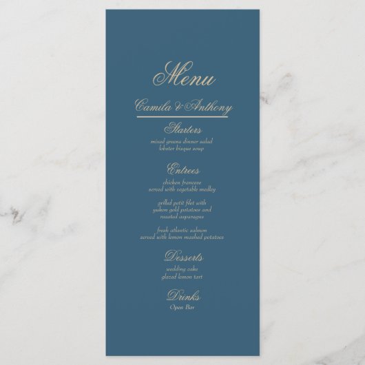 Menu Mariage Or Navy (Devant)