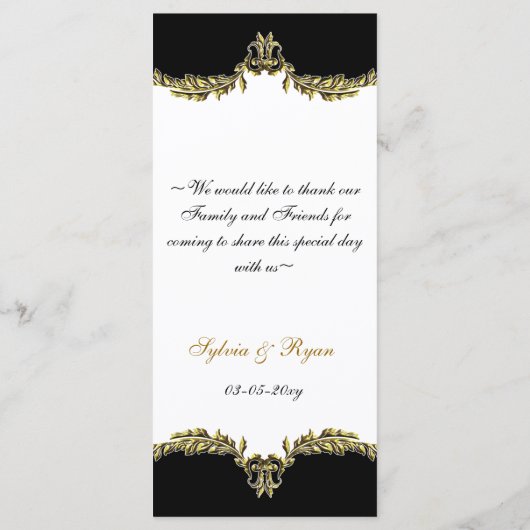 menu mariage or noir (Dos)