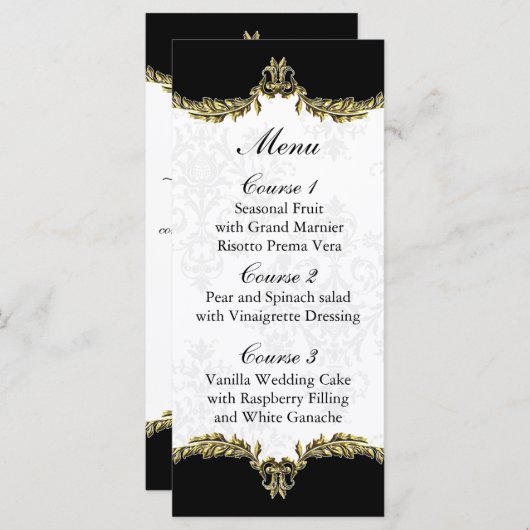 menu mariage or noir (Devant / Derrière)