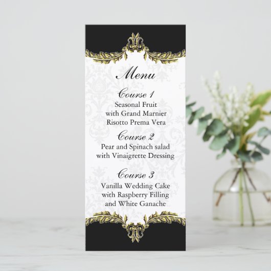 menu mariage or noir (Debout devant)