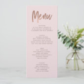 Menu Mariage or Rose de brosse moderne (Debout devant)