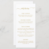 Menu Mariage or simple et élégant (Devant / Derrière)